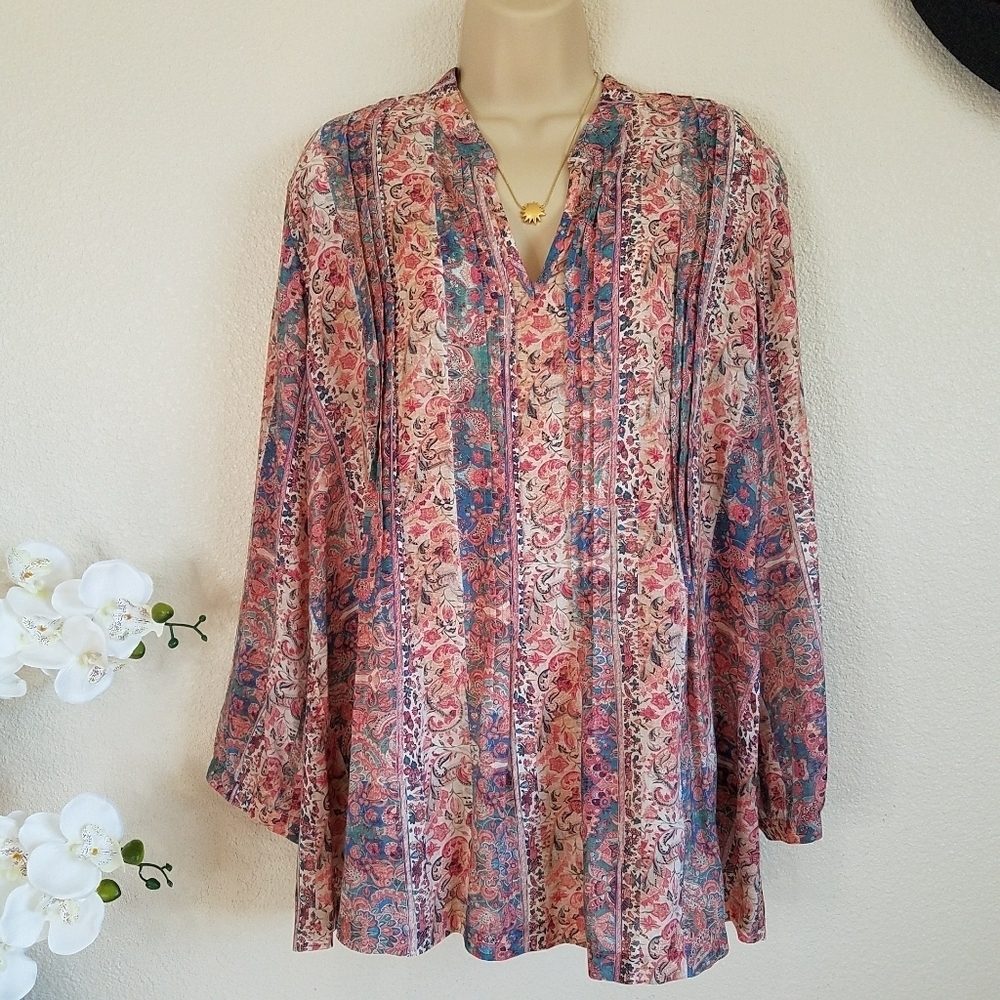 Peruvian Connection Floral Paisley Blouse